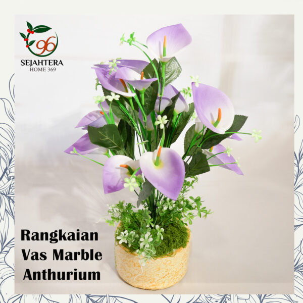 Rangkaian Bunga Vas Marble Aesthetic Anthurium